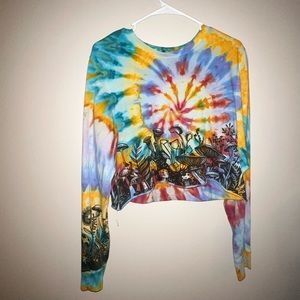 Custom Tie Dye Long Sleeve Crop Top